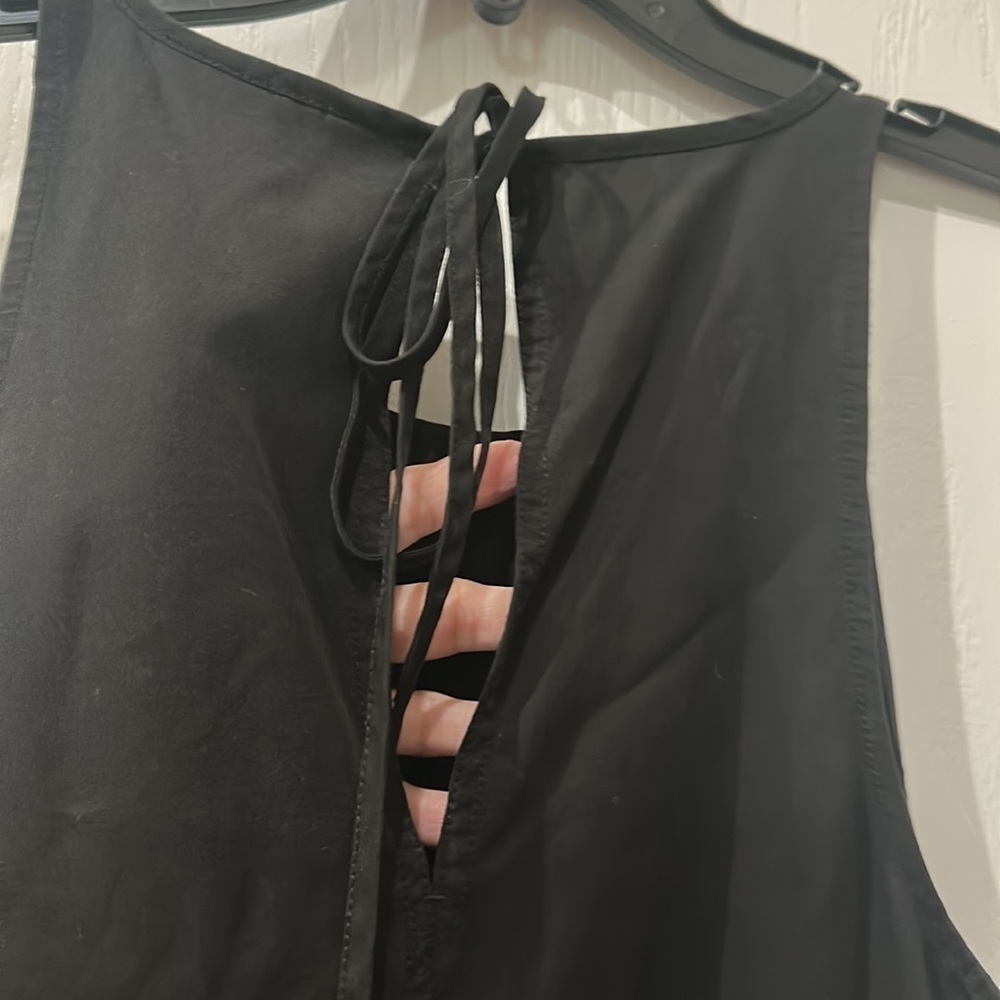 Calvin Klein jean material Sz L black back tie dress NWT - Picture 5 of 7